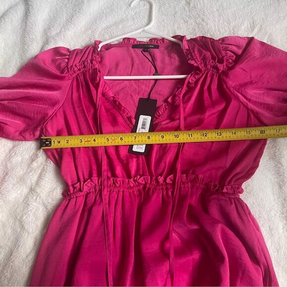 Kobi Halperin Dress Karina Womens Pink Ruffled Below Knee V-Neck Midi Sz XS NWT - Picture 2 of 10